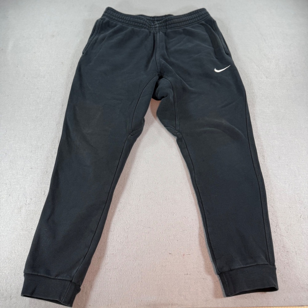 Nike Kids Fleece Jogger Sweatpants Boys M Black Swoosh Snap Pocket